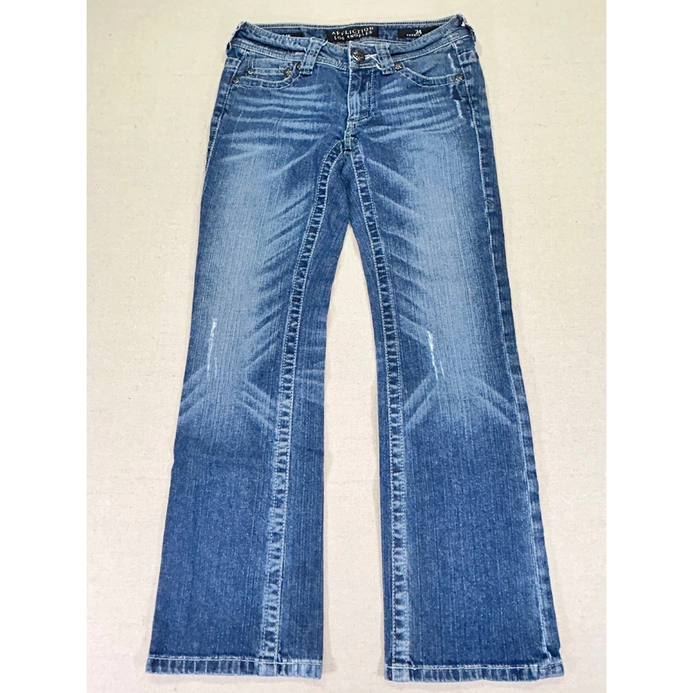 Affliction Women's 24 KYLIE Boyfriend Fit Denim Jeans Distressed‎ Straight
